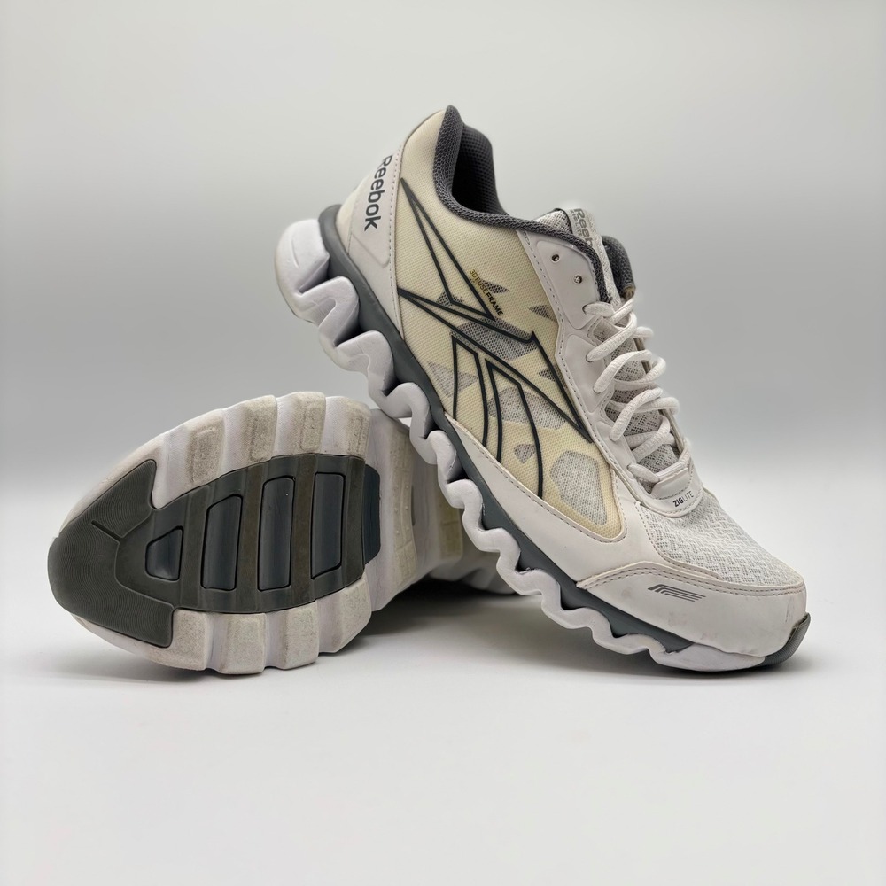 Reebok ZigLite Mens White Grey Running Shoes M44041 Size 11.5